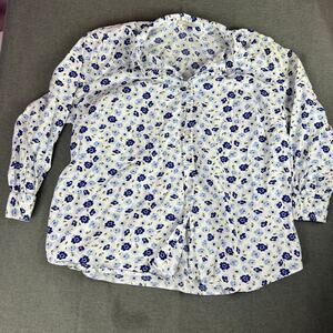 Woman Within 100% cotton floral cottage core button‎ up top Sz 26/28 2XL